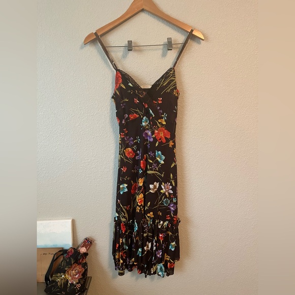 Y2K Preppy Fairy Babydoll Midi Dress Size S Boho Gypsy grunge ruffle brown - Picture 11 of 12